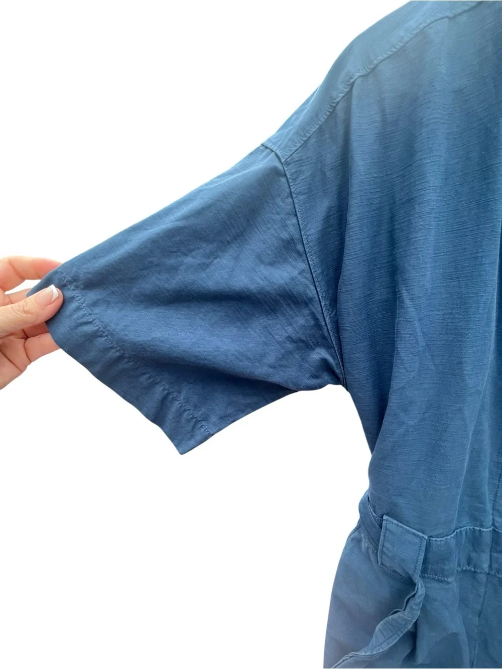 The Fatigue Short Sleeve Jumpsuit Everlane Blue Minimalist 8 Organic Cotton